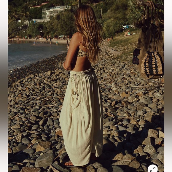 Free People Pants - Free People Quinn White Linen Blend Harem Pants Womens Size Large